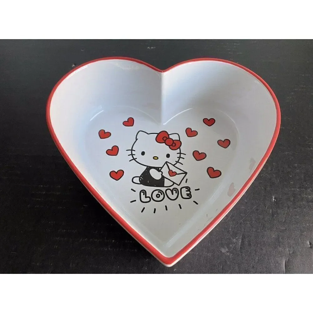 Sanrio Hello kitty Heart Shaped Ceramic Casserole Baking Dish Love Letter NEW‎